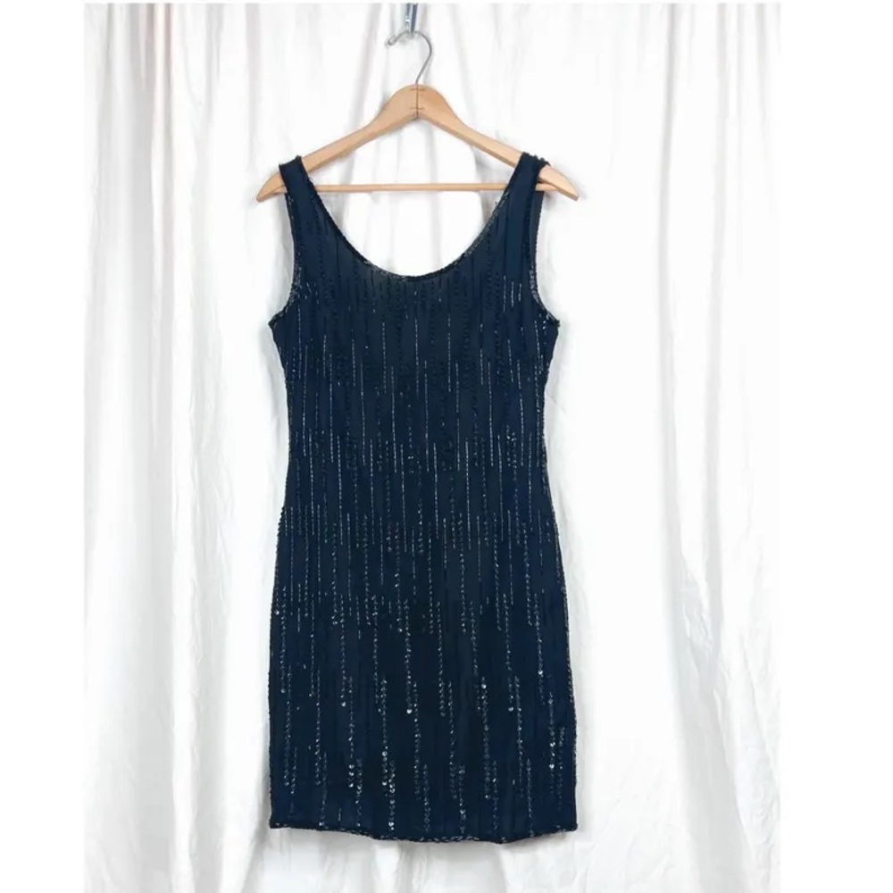 Y2K does 20s Black Silk beaded Dress